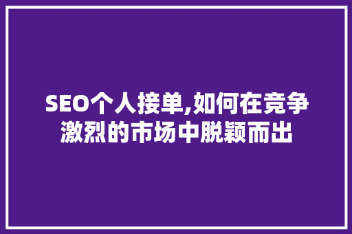 SEO个人接单,如何在竞争激烈的市场中脱颖而出