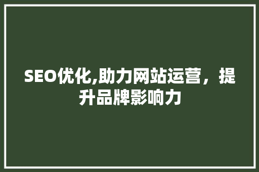 SEO优化,助力网站运营，提升品牌影响力