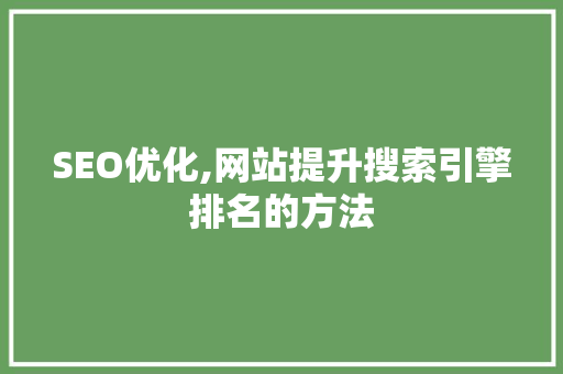 SEO优化,网站提升搜索引擎排名的方法