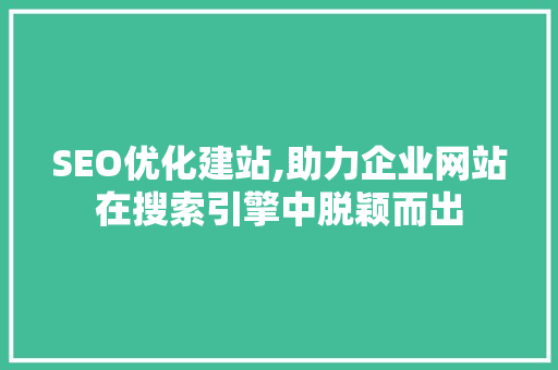 SEO优化建站,助力企业网站在搜索引擎中脱颖而出