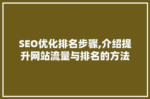 SEO优化排名步骤,介绍提升网站流量与排名的方法