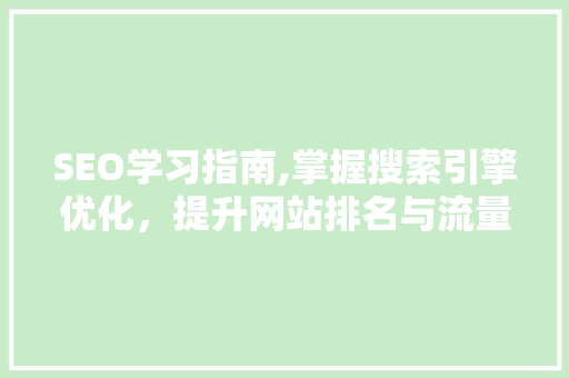 SEO学习指南,掌握搜索引擎优化，提升网站排名与流量