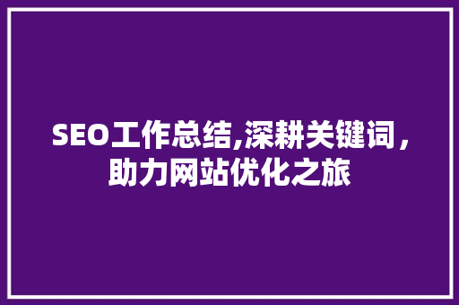 SEO工作总结,深耕关键词，助力网站优化之旅