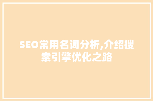 SEO常用名词分析,介绍搜索引擎优化之路