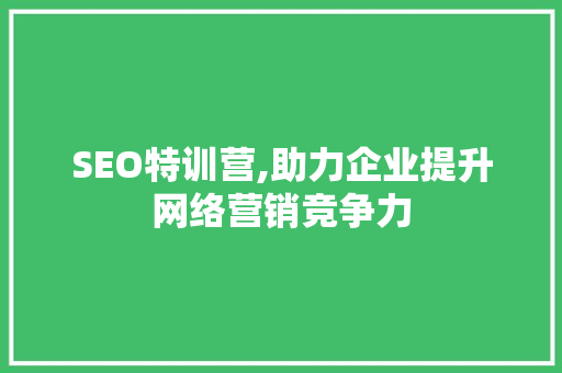 SEO特训营,助力企业提升网络营销竞争力