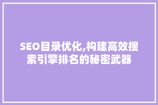 SEO目录优化,构建高效搜索引擎排名的秘密武器