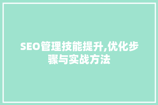 SEO管理技能提升,优化步骤与实战方法