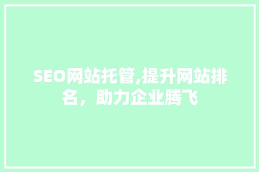 SEO网站托管,提升网站排名，助力企业腾飞