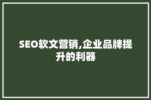 SEO软文营销,企业品牌提升的利器