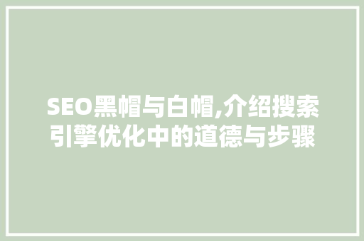 SEO黑帽与白帽,介绍搜索引擎优化中的道德与步骤