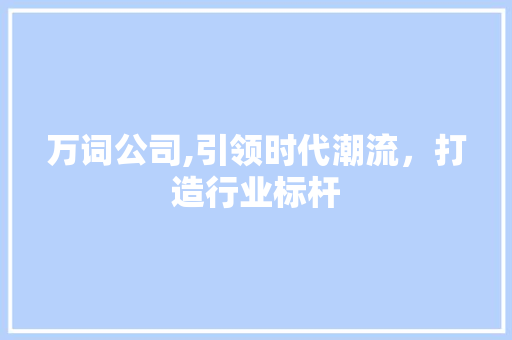 万词公司,引领时代潮流，打造行业标杆
