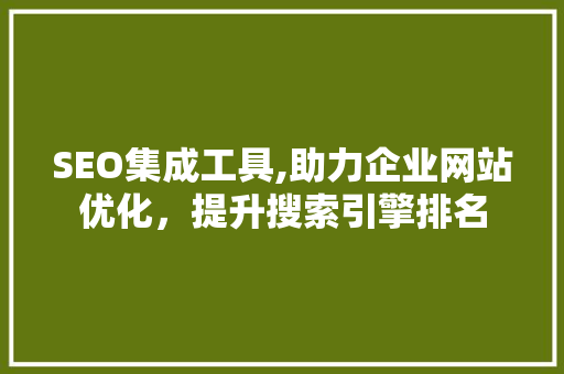 SEO集成工具,助力企业网站优化，提升搜索引擎排名