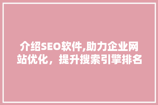 介绍SEO软件,助力企业网站优化，提升搜索引擎排名