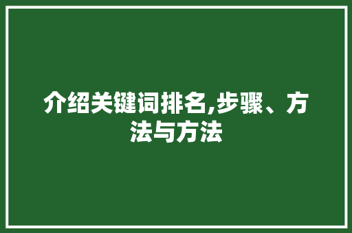 介绍关键词排名,步骤、方法与方法