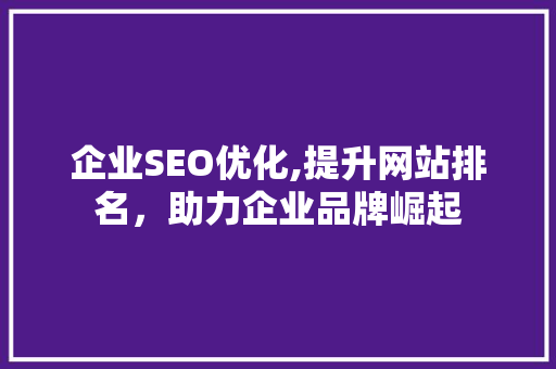 企业SEO优化,提升网站排名，助力企业品牌崛起