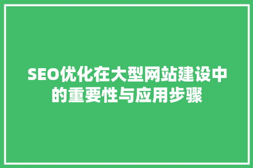 SEO优化在大型网站建设中的重要性与应用步骤