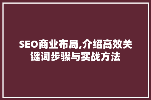 SEO商业布局,介绍高效关键词步骤与实战方法