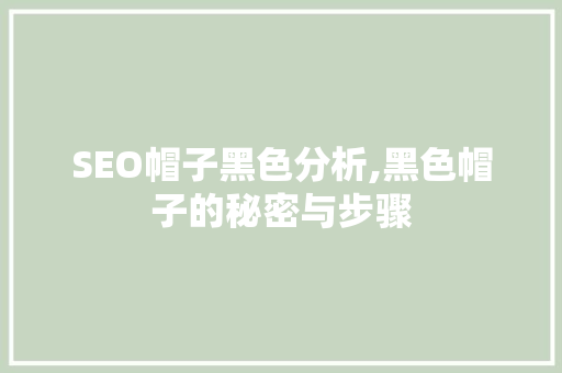 SEO帽子黑色分析,黑色帽子的秘密与步骤