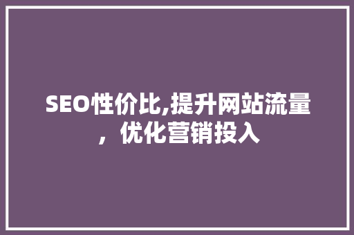 SEO性价比,提升网站流量，优化营销投入