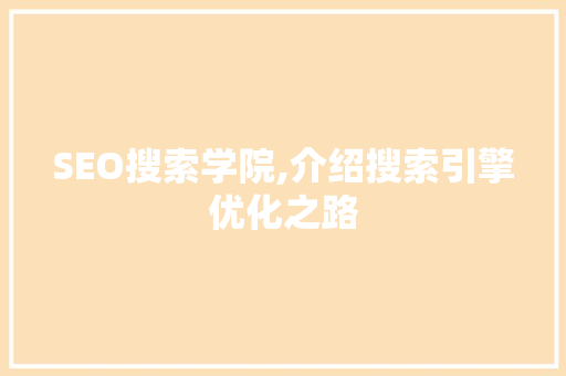 SEO搜索学院,介绍搜索引擎优化之路