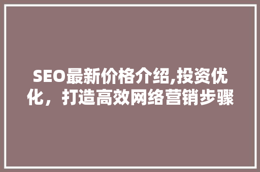 SEO最新价格介绍,投资优化，打造高效网络营销步骤 SEO教程