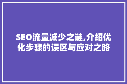 SEO流量减少之谜,介绍优化步骤的误区与应对之路 建站教程