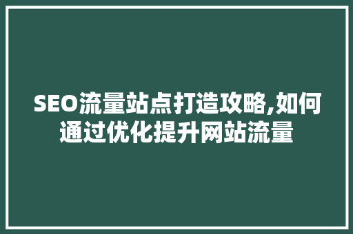 SEO流量站点打造攻略,如何通过优化提升网站流量 建站教程