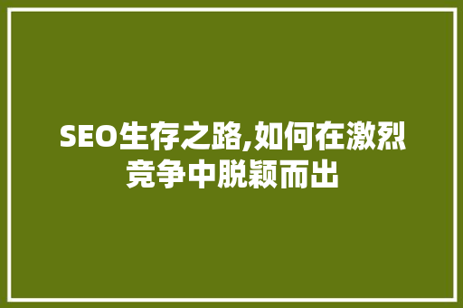 SEO生存之路,如何在激烈竞争中脱颖而出