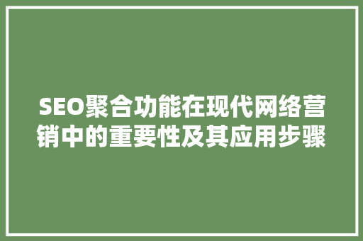 SEO聚合功能在现代网络营销中的重要性及其应用步骤