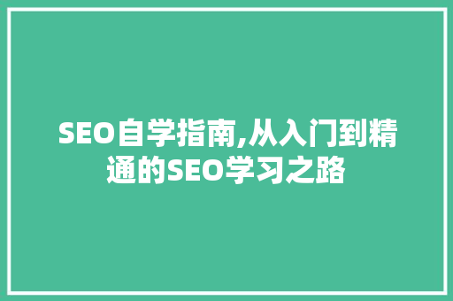SEO自学指南,从入门到精通的SEO学习之路