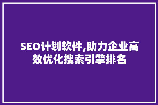 SEO计划软件,助力企业高效优化搜索引擎排名