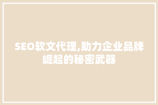 SEO软文代理,助力企业品牌崛起的秘密武器
