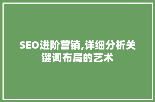SEO进阶营销,详细分析关键词布局的艺术