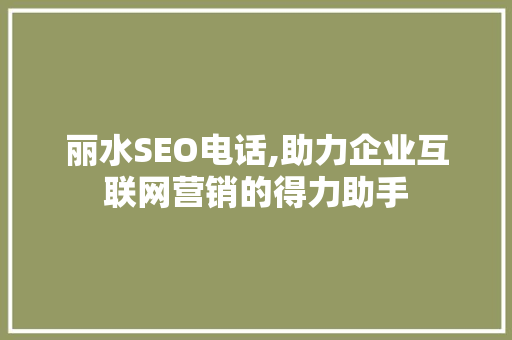 丽水SEO电话,助力企业互联网营销的得力助手 WordPress教程