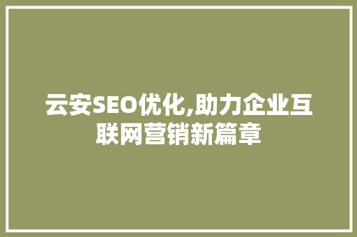 云安SEO优化,助力企业互联网营销新篇章