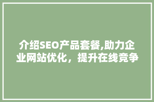 介绍SEO产品套餐,助力企业网站优化，提升在线竞争力
