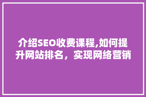 介绍SEO收费课程,如何提升网站排名，实现网络营销新突破