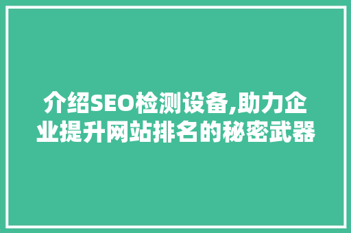 介绍SEO检测设备,助力企业提升网站排名的秘密武器