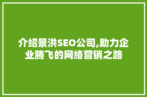 介绍景洪SEO公司,助力企业腾飞的网络营销之路
