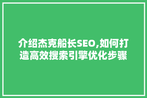 介绍杰克船长SEO,如何打造高效搜索引擎优化步骤