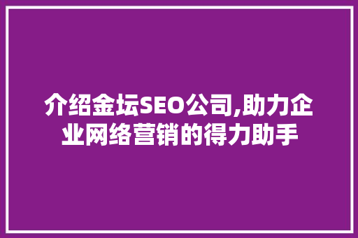 介绍金坛SEO公司,助力企业网络营销的得力助手