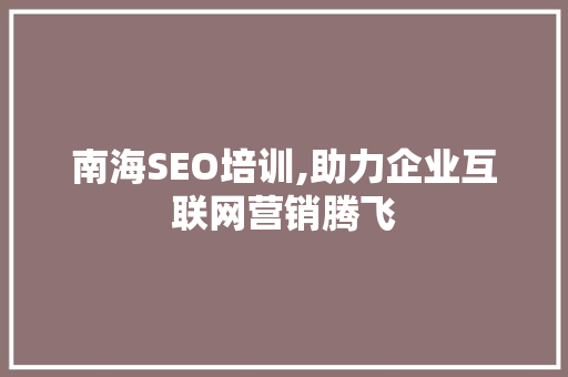 南海SEO培训,助力企业互联网营销腾飞