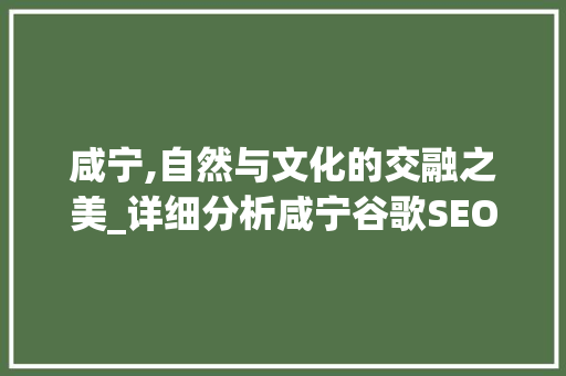 咸宁,自然与文化的交融之美_详细分析咸宁谷歌SEO步骤