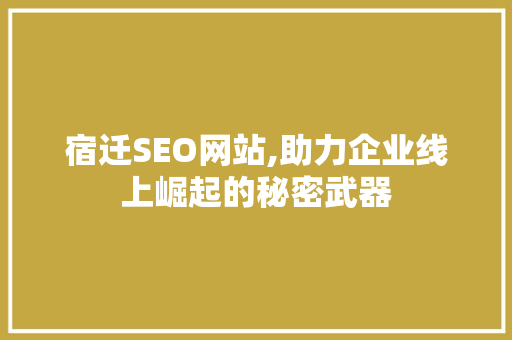 宿迁SEO网站,助力企业线上崛起的秘密武器