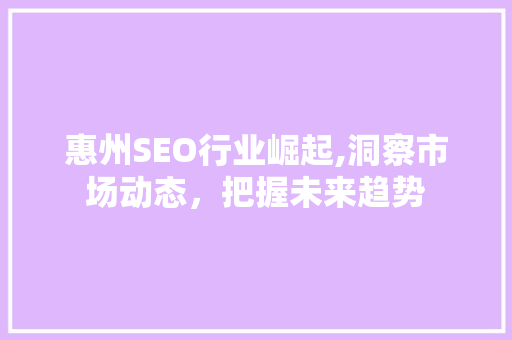惠州SEO行业崛起,洞察市场动态，把握未来趋势