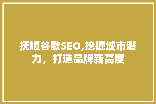 抚顺谷歌SEO,挖掘城市潜力，打造品牌新高度
