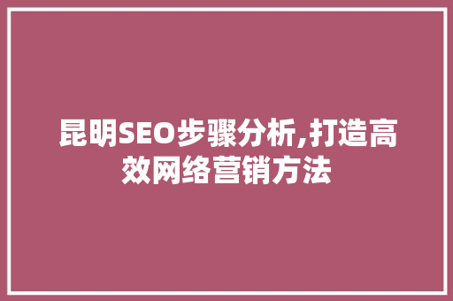 昆明SEO步骤分析,打造高效网络营销方法