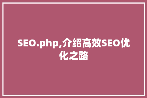 SEO.php,介绍高效SEO优化之路