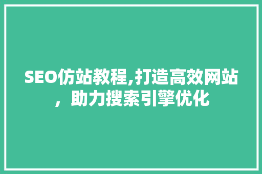 SEO仿站教程,打造高效网站，助力搜索引擎优化