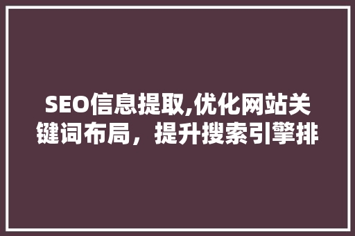 SEO信息提取,优化网站关键词布局，提升搜索引擎排名